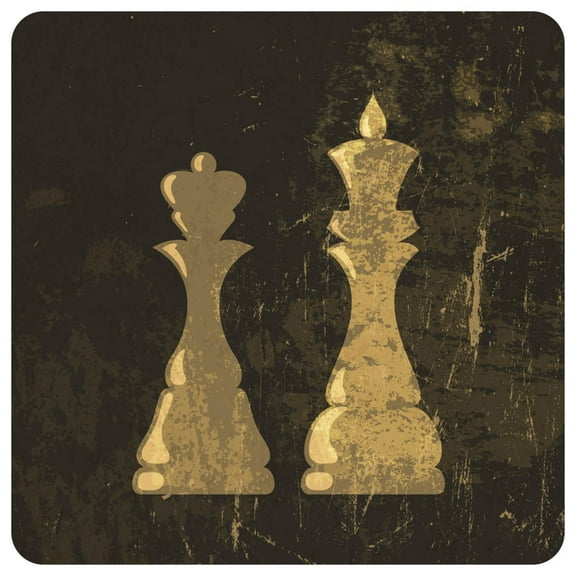 Art.com Grunge Illustration Of King And Queen Chess Figures Art Print by pashabo, 24" x 24"