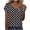 Black, variant on Staron Women's Casual Loose Short Sleeve T-Shirt Cross Sleeve Asymmetric Neck Button Up Printed Top, Wine M