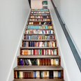 thumbnail image 4 of AILEGOU 3D Stair Stickers Decals Brick Staircase Decals Removable Tile Stair Risers Decals Decor Peel and Stick 13-STAIRS Bakeplash Decals for Stair 39.3Inch x 7.08Inch x 13Pcs(Bookcase), 4 of 8