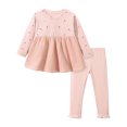 thumbnail image 2 of AINIYS 5Y Solid Color Little Girls Outfit Sets Trendy Casual Loose Kids Summer Tops Pants Set 2 Piece Fashion Long Sleeve Sweatshirt Dress Round Neck Children Clothes Pink, 2 of 7