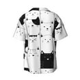 thumbnail image 2 of Vsdgher Doodle Cute Cat Print Men's Wrinkle Free Untucked Cuban Shirt Business Casual Button Down Shirts Short Sleeve Shirt, 2 of 7