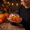 thumbnail image 4 of Halloween Pumpkin Glass Cup, Beverage Serving with Lid, Glass, for Party Tables and Home Bars, Pumpkin-Face Shaped Glass Design, Lidded Tumbler, 4 of 6