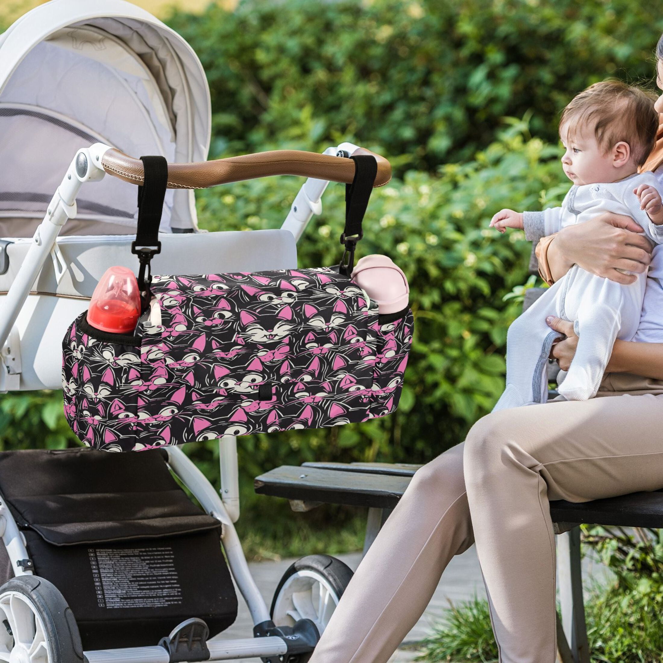 DIXRUYEE Stroller Organizer Delicate Blossom Lines Printed