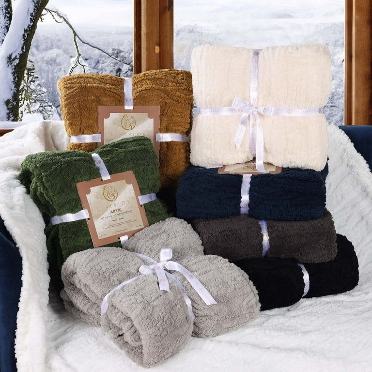 【海外限定】 Superior Arctic XL Throw Blanket, Jacquard Knit Boho Fleece アウトドア寝具