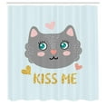 thumbnail image 2 of Ambesonne Abstract Art Shower Curtain, Cat Face Hearts Art, 69"Wx84"L, Pale Grey Rose and Seafoam, 2 of 4