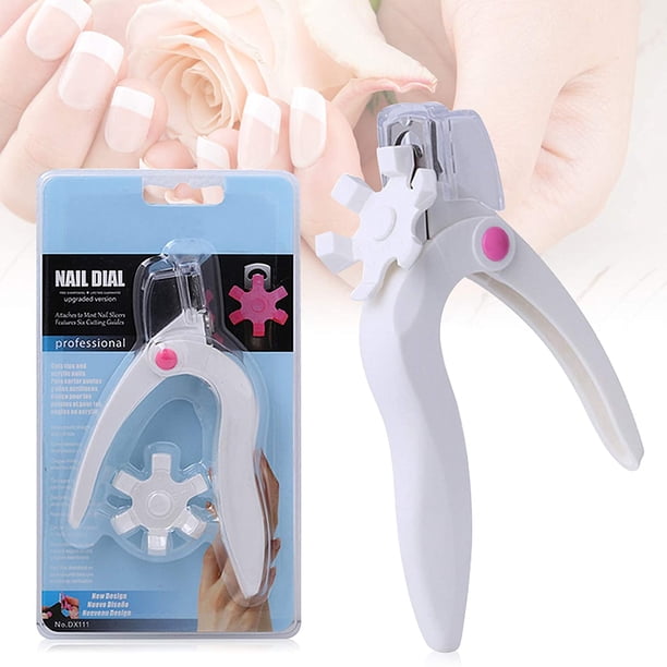 Caja de cortaúñas acrílico, cortaúñas acrílico de acero inoxidable, cortaúñas postizas profesional, cortaúñas postizas, herramientas de manicura de manicura artificial ajustable (blanco) Ormromra WMZL-1433