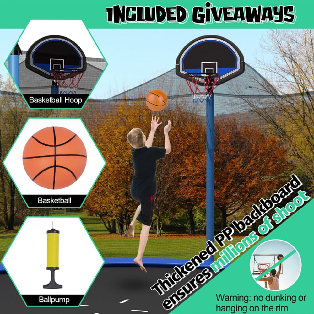 Spaco Outdoor Recreational Trampoline with Ladder and Enclosure Net, 12 ft Bounce Trampoline for Outdoor as Garden, Park