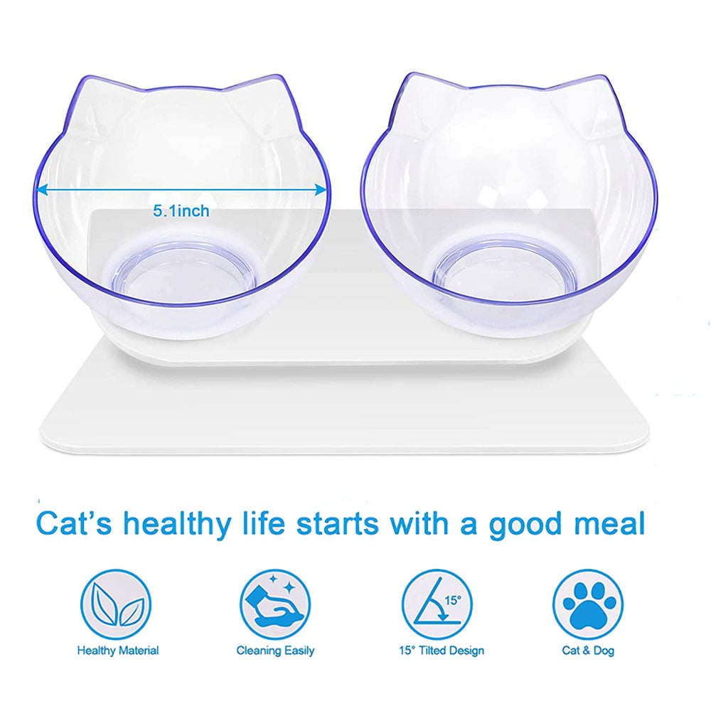 Healthy & Hygienic Feeder Bowls Pet Bowl Yesland Elevated Double Cat Bowl15° Tilted for Cats Small Dogs ，Food & Water Bowl Double Bowls 