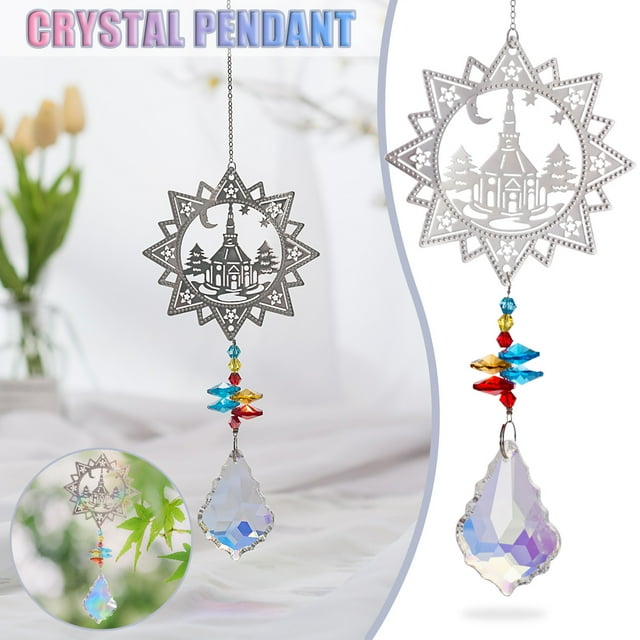 Crystal Pendant Window Pendant Rainbow Sun Chakra Pearly Pendant with Window