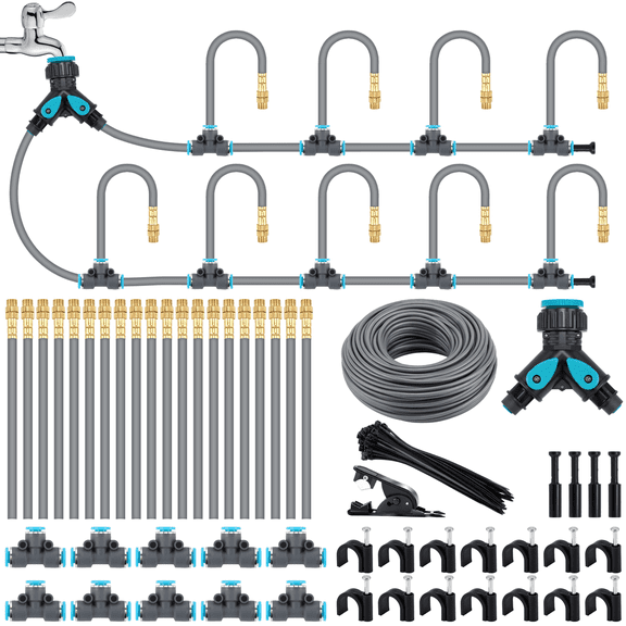 Drip Irrigation System 200ft, Fast Connect Automatic Irrigation Kit with 12mm, 6mm Blank Distribution Tubing and Accessories, DIY Garden Watering Equipment for Garden, Greenhouse, Flower Bed, Patio