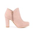 thumbnail image 3 of BLISSFUL STEP Women's Round Toe Block Heels Ankle Heel Boots Pink 7.5, 3 of 7