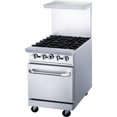 thumbnail image 2 of 151,000 BTU Commercial Range Oven 24" Width, 4 Burners Natural Gas and Propane, NSF/ETL Certified, Thermostat, Stainless Steel Galvanized and Cast iron Grate For Restaurant Heavy Duty, 2 of 16