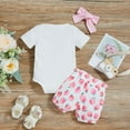 thumbnail image 3 of Viworld  Infant Baby Girls Summer Clothes Newborn Kids Letter Printed Romper+Floral Shorts Outfits Set, 3 of 7