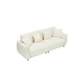 thumbnail image 4 of 86.6 Inch Loveseat Sofa with 4 Throw Pillows, 2-Seater Teddy Fabric Upholstered Sofa Couch with Metal Legs, Comfy Small Sofa for Living Room, Bedroom, Apartment, Beige, 4 of 7