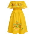 thumbnail image 6 of IDOPIP Mexican Dress for Girls Off-Shoulder Sunflower Print Drape Traditional Fiesta Ethnic Dresses, 6 of 8