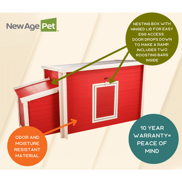 ECOFLEX® Jumbo Fontana Chicken Barn, Red - Non-Toxic, Moisture and