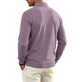 thumbnail image 4 of Long Sleeve Polo Shirts for Men Collared Performance Golf Shirts Casual Workwear Business Office Light Purple S, 4 of 6