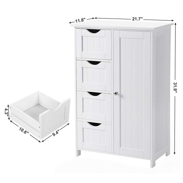 JOZZBY Storage Cabinets with Door & 4 Drawers, Wooden Office Storage  Cabinet, Modern Design, Accent Cabinet for Bedroom, Living Room, Kitchen  and Home, White, (FH0008WH) : Home & Kitchen