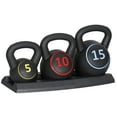 3Piece Kettlebell Set Fitness Strength Training Exercise With Base