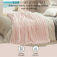 thumbnail image 4 of U by Bedsure Twin Blanket for Couch, Wider Striped Cute Small Fleece Throws for Girls, Pink，60x80 inches, 4 of 6