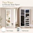 thumbnail image 3 of LIVIZA Full-Length Mirror Jewelry Cabinet with LED Lights &Lockable, Wall Door Mounted Jewelry Armoire Organizer,White, 3 of 8