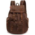 thumbnail image 3 of Mochila vintage de lona de alta capacidad, para escuela, universidad, senderismo, viajes, portátil de 12 a 17 pulgadas, 3 of 4