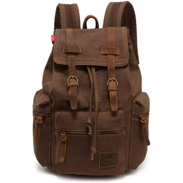 AUGUR High Capacity Canvas Vintage Backpack - for School College Hiking Travel 12-17" Laptop