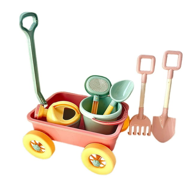 Juguete para exteriores, vagón pequeño, manual, divertido, herramienta de jardín, juego de simulación, juego de vagón Rosa