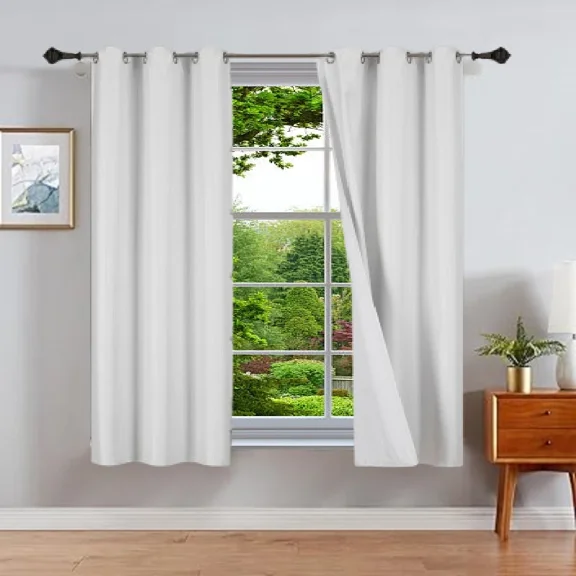 Gorgeous Home Linen Ivory Foam Backing 2pc Blackout Panel Window Grommet Curatin Drape 35" Width X 63" Length Each pc