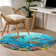 thumbnail image 5 of Marine Life Round Area Rugs 3 ft, Sea Turtles Fish Coral Octopuses Jellyfish Oceans Washable Small Area Rug with Non-Slip Sturdy Edge Binding Round Front Door Mat Floor Carpet for Entryway, 5 of 9