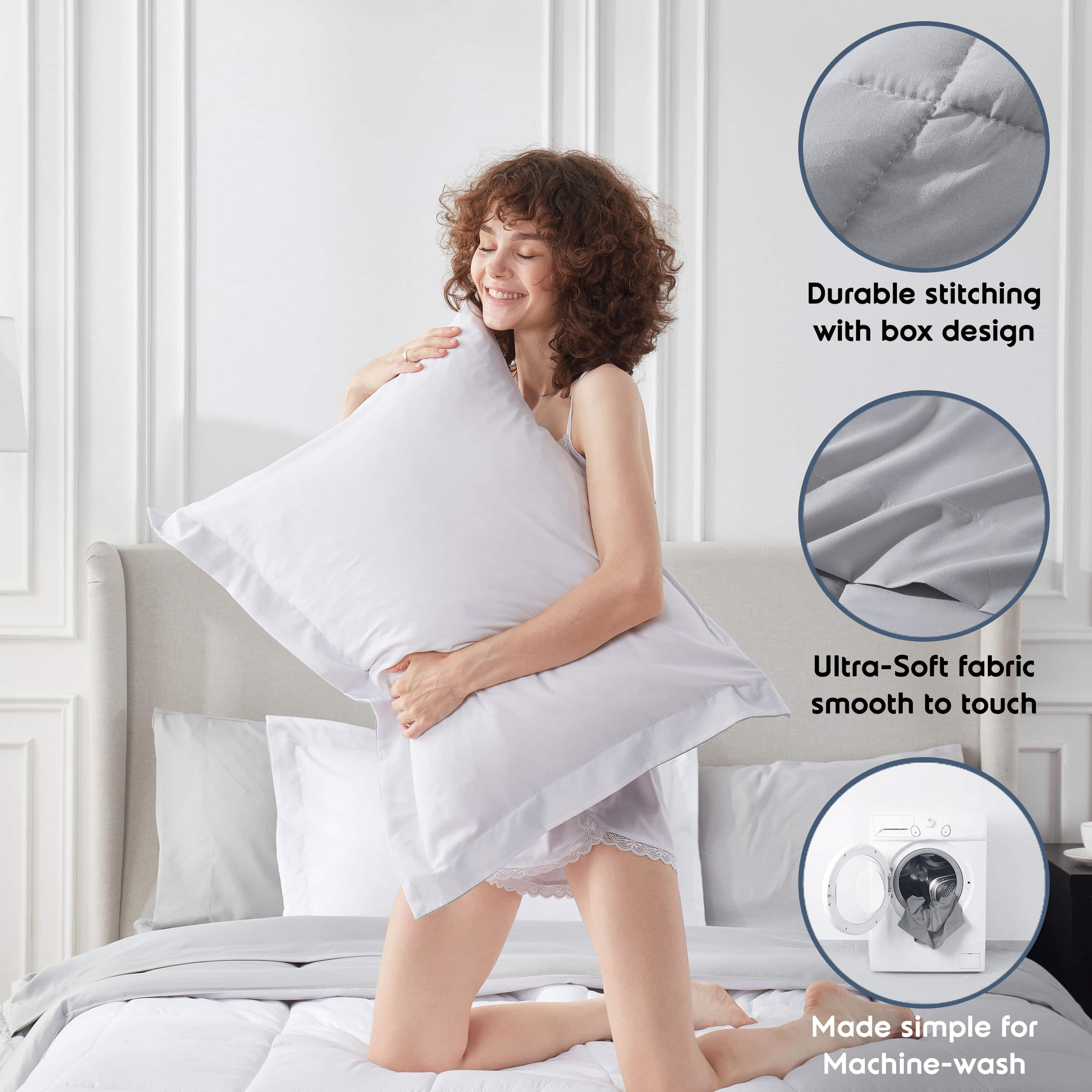 LammaLoe Full-Size Comforter Set, With Sheets, Reversible Bed In A Bag 7 Piece, Bedding Set, White
