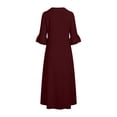 thumbnail image 6 of Sokhug Women's Maxi Dress Cowl Neck 3/4 Ruffle Sleeve Cotton Blend Summer Solid Color Midi Dress with Pockets, 6 of 7