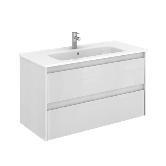 Ws Bath Collections Ambra 100 Ambra 40" Wall Mounted Single Basin Vanity Set - White