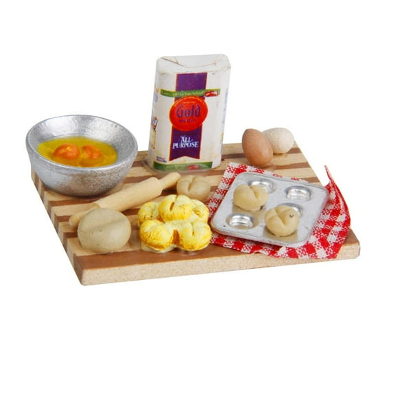 Dollhouse Miniature Kitchen Bakery Cake Food Eggs On Board 1/12 Scale