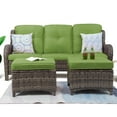 thumbnail image 2 of Meetleisure 3-Piece Wicker Outdoor Patio Sofa And Ottoman, Green, 2 of 6