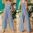 thumbnail image 3 of ICHUANYI Women Fashion Loose Jumpsuit Casual Suspender Pants Wide Leg Solid Overalls, 3 of 6