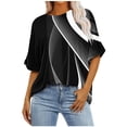 thumbnail image 1 of Pisexur Hauts d'Été pour Femmes Mode Décontractée Manches Courtes Col Rond T-Shirts Confortables Amples Surdimensionnés Imprimé Floral Blouses Hauts Mode T-Shirts Imprimés Graphiques Grande Taille Tops de Sortie P-5TG, 1 of 7