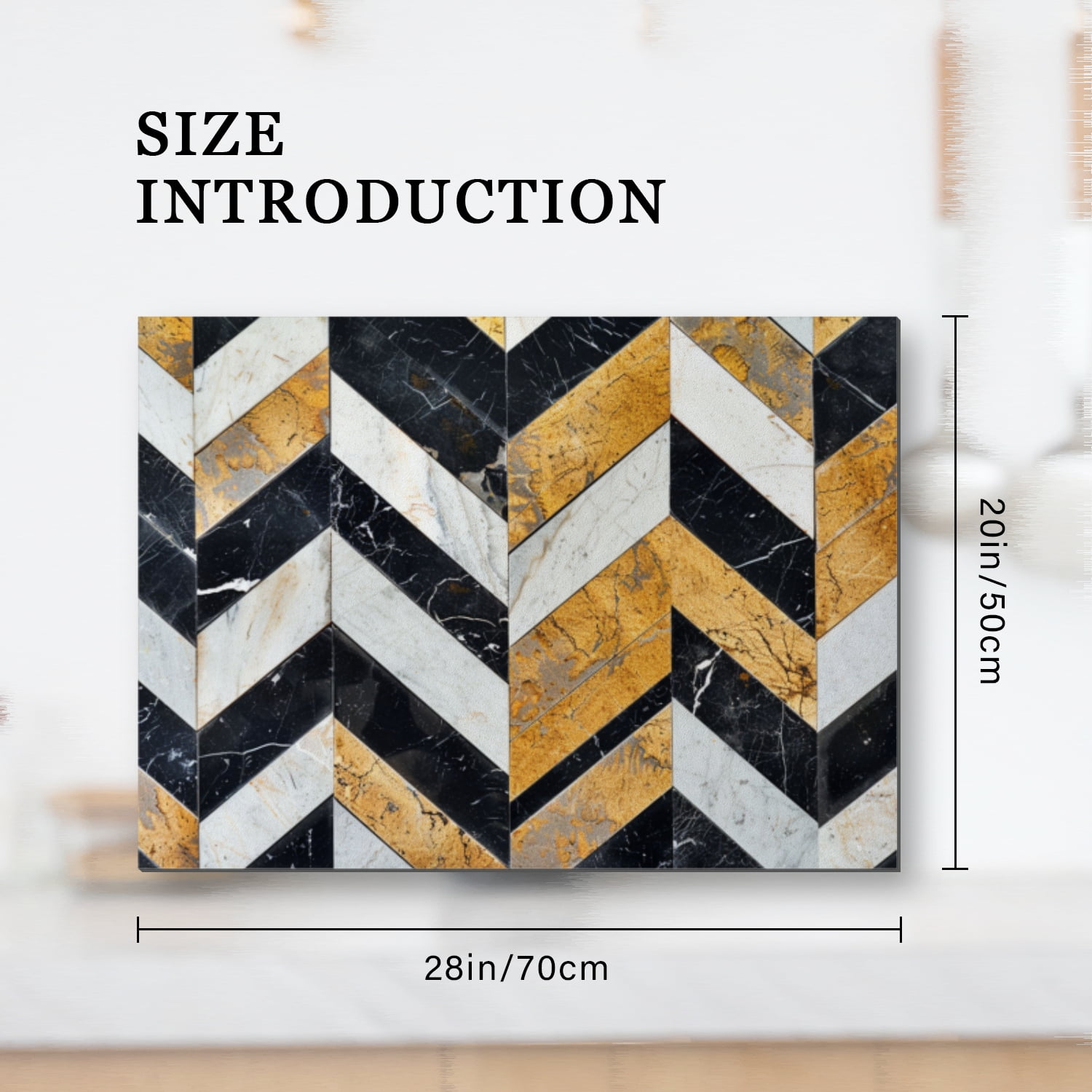 Glass Stove Top Covers For Electric Stove, Abstract Geometric Art Marble Print Square Glass Stovetop Cover, Black White and Gold Dustproof Mat for Kitchen RV (28×20 Inch)