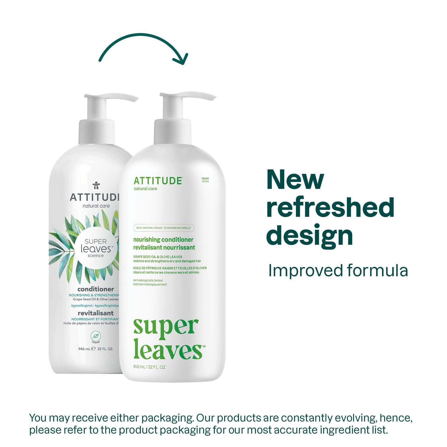 ATTITUDE super leaves, Nourishing Conditioner, Grape Seed Oil & Olive Leaves, 946 mL