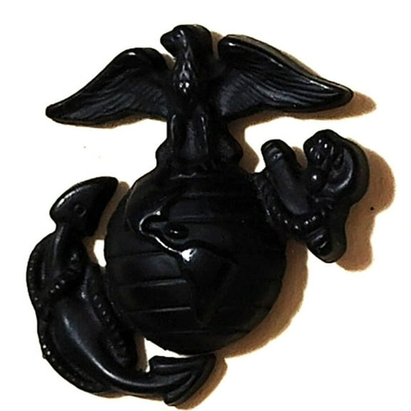 Enlisted Marine Corps Globe-and-Anchor Cap Device, Subdued, Screw-On Backing, 1"H x 1"W, By No-Shine Insignia, NWOT