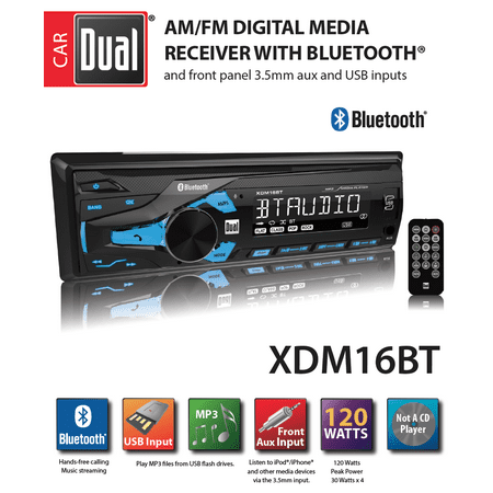 Dual Electronics XDM16BT High Resolution LCD Single DIN Car Stereo with Built-In Bluetooth, USB & MP3 (Best Single Din Car Stereo)