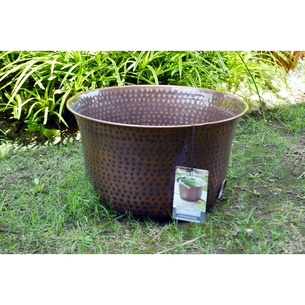 Better Homes Gardens Metal Dot Hose Pot Copper Antique Dia 18 5 X Height 10 50 Inches Com Better Homes Gardens Metal Dot Hose, Copper Garden Hose Pot