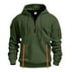 thumbnail image 1 of Dolkfu Sudaderas con capucha para hombres de media cremallera, sudaderas largas de deporte de color sólido con diseño de jacquard. S, 1 of 8