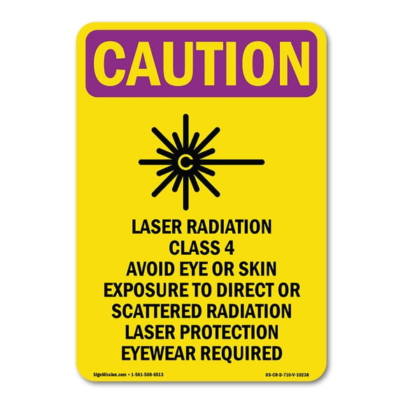 OSHA CAUTION RADIATION Sign - Laser Radiation Class With Symbol | Decal | Protect Your Business, Work Site, Warehouse & Shop Area | Made in the USA