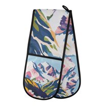 Yayeee Double Oven Mitt Kitchen Heat Resistant Baking 35" x7" Quilted Glove, Abstract Mountain
