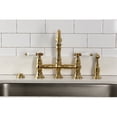 thumbnail image 3 of Kingston Brass KS3277BPLBS Bel-Air Two-Handle 4-Hole Deck Mount Bridge Kitchen Faucet with Brass Side Sprayer in Brushed Brass, 3 of 8