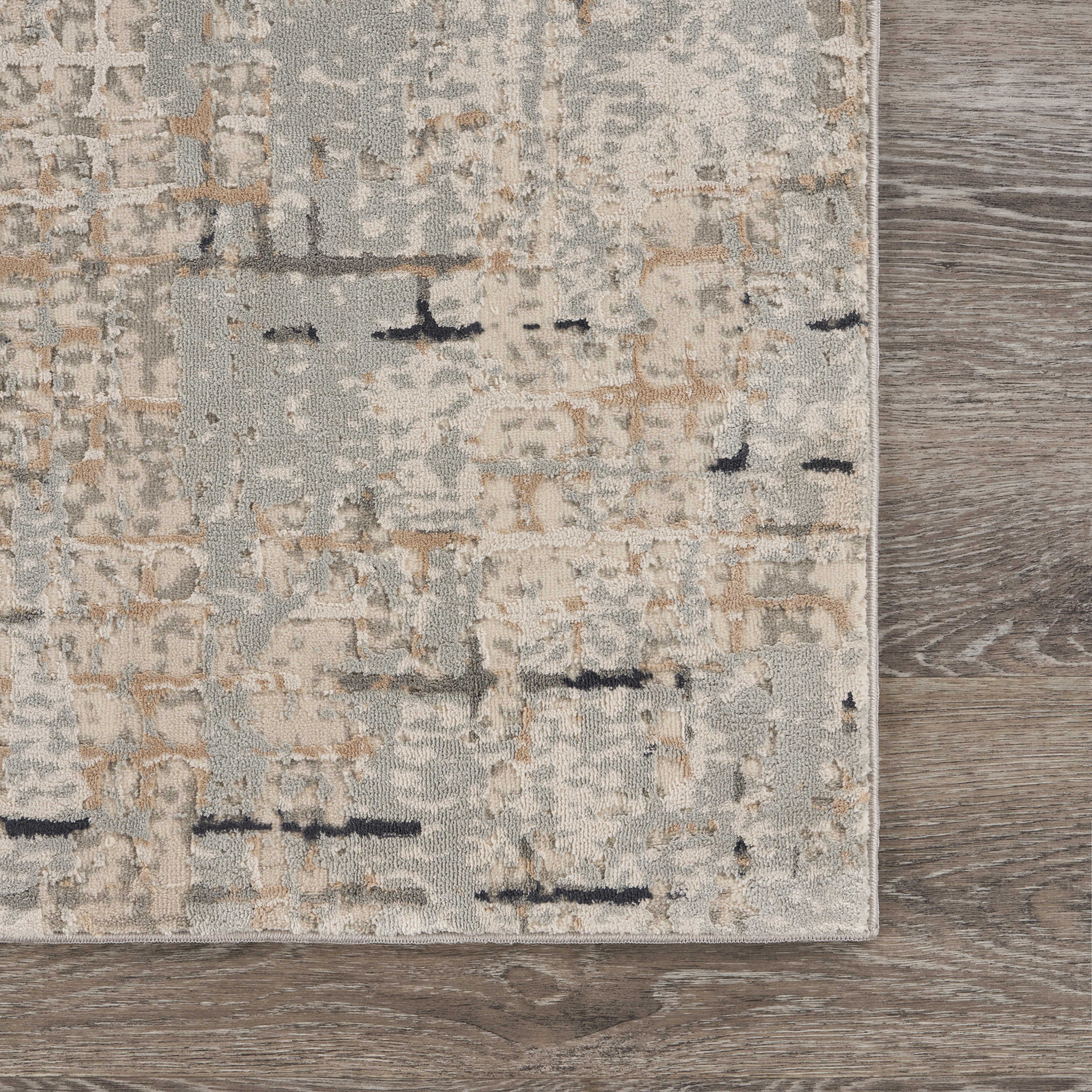 LR Home Imara Gian Cream/Taupe Transitional Geometric Polyester Area Rug, 1'10" x 3'