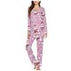 thumbnail image 2 of Puntoco Conjunto de pijama cómodo para mujer, conjunto de pijama informal con cuello en V y pantalones largos con estampado navideño para mujer, 2 of 5