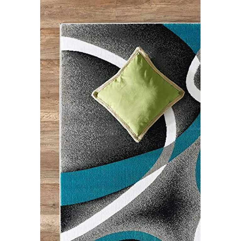 GLORY RUGS Modern Area Rug 5x7 Turquoise Swirls Carpet Bedroom Living Room  Contemporary Dining Accent Sevilla Collection 4816A