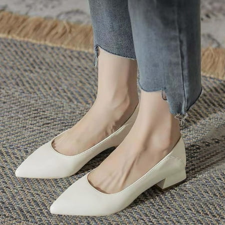 

Casual Shoes Fashion Autumn Women Casual Shoes Pointed Toe Low Heel Solid Color Comfortable Simple Style